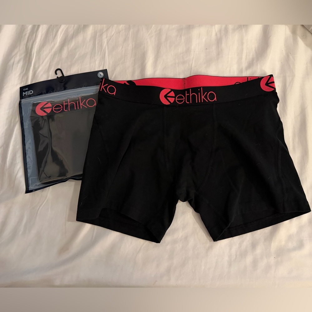 Men’s Ethika Mid Boxers Underwear Set of 2 Lot Large - Black - Cotton